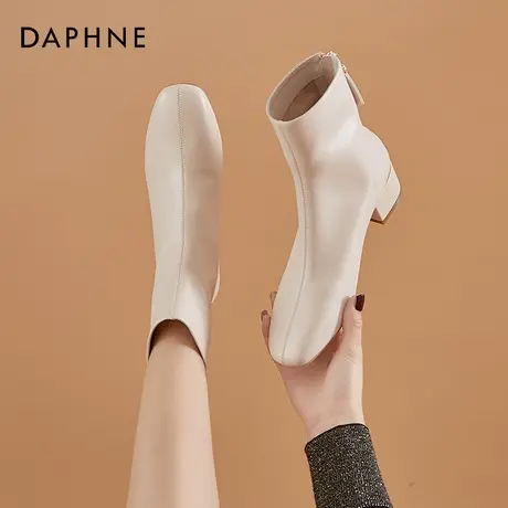 达芙妮白色马丁靴2021年新款女鞋薄款靴子英伦风春秋季单靴女短靴图片