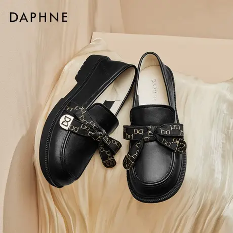 Daphne/达芙妮女鞋乐福鞋女2022新款一脚蹬春季真皮豆豆鞋小皮鞋图片