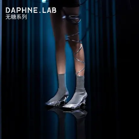 LAB达芙妮无糖3D打印飞织袜靴女2023新款高帮袜靴弹力袜靴女商品大图