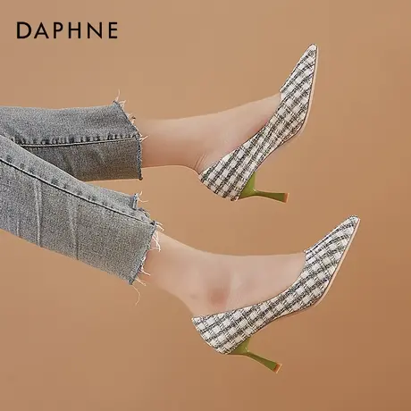 达芙妮高跟鞋女2021新款设计感小众百搭春季气质名媛尖头细跟单鞋商品大图